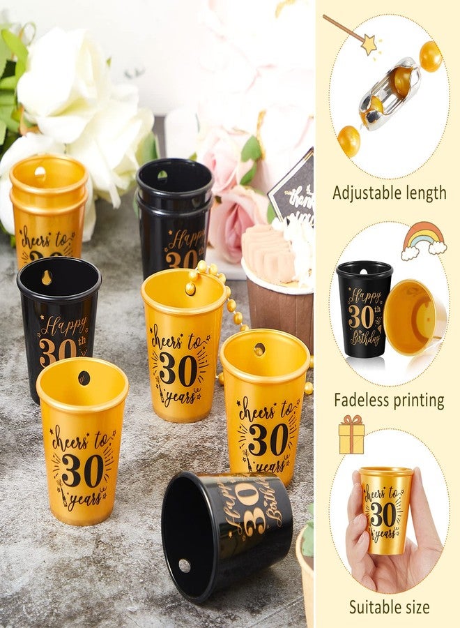 سوريو قلادة أكواب شوت من Sureio مكونة من 12 قطعة، أكواب بلاستيكية على قلادة مزينة بالخرز، مثالية لحفلات أعياد الميلاد والذكرى السنوية، باللونين الذهبي والأسود (الذكرى الثلاثين). - Image 3