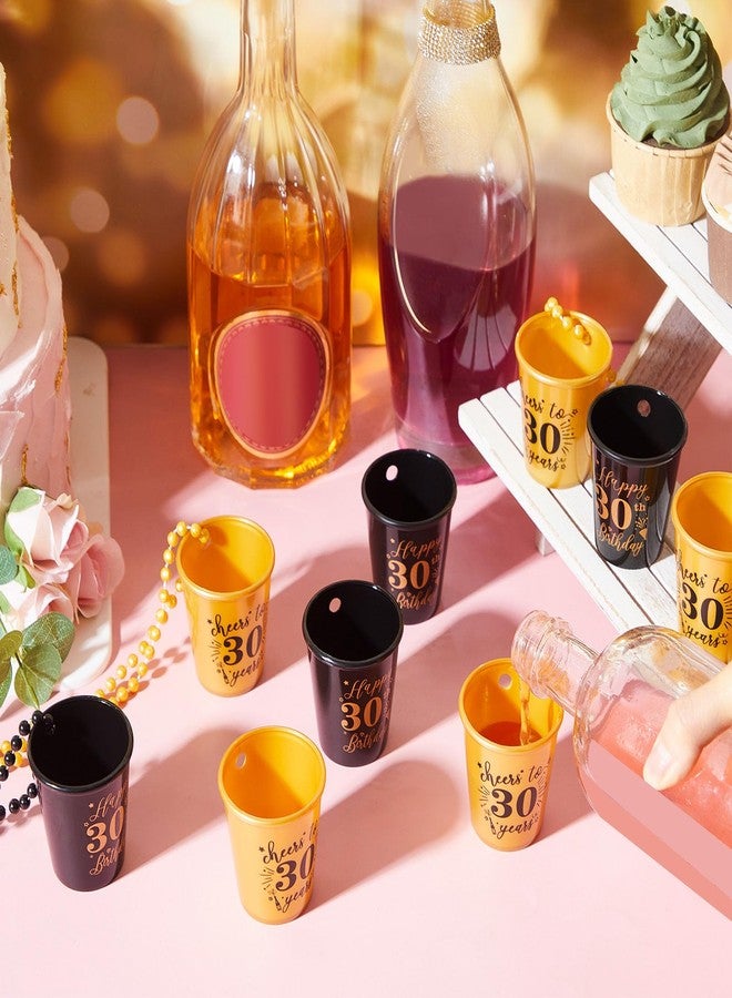 سوريو قلادة أكواب شوت من Sureio مكونة من 12 قطعة، أكواب بلاستيكية على قلادة مزينة بالخرز، مثالية لحفلات أعياد الميلاد والذكرى السنوية، باللونين الذهبي والأسود (الذكرى الثلاثين). - Image 5