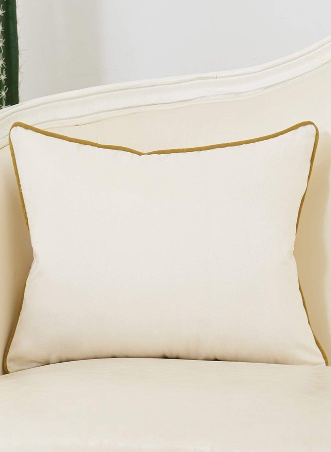 Avigers 12 x 20 Inch White Gold Striped Geometric Lines Embroidery Velvet Cushion Case Luxury Modern Lumbar Throw Pillow Cover Decorative Pillow for Couch Living Room Bedroom Car 30 x 50cm - Image 2
