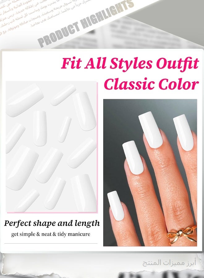 Zen 600PCS White Press On Nails Set, Square, with Storage Case, Glossy Artificial Nails for DIY Salon & Nail Art - Image 5