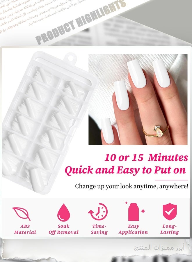 Zen 600PCS White Press On Nails Set, Square, with Storage Case, Glossy Artificial Nails for DIY Salon & Nail Art - Image 3