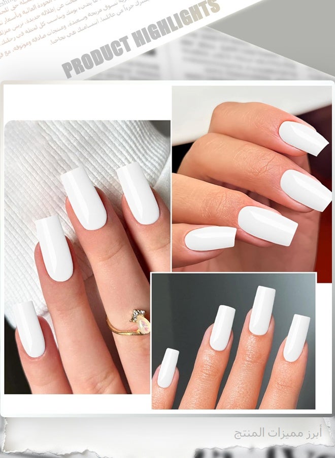 Zen 600PCS White Press On Nails Set, Square, with Storage Case, Glossy Artificial Nails for DIY Salon & Nail Art - Image 4