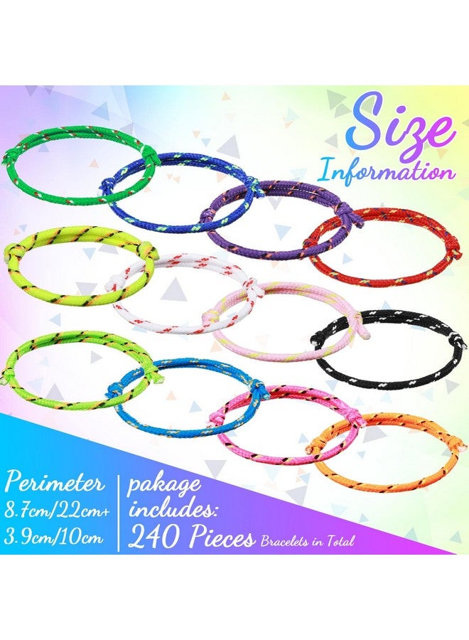Kenning 240 Pcs Neon Friendship Bracelets Bulk Graduation Gifts For Friend Paracord Bracelets Woven Adjustable Bracelets 12 Assorted Colors Rope Bracelets For Adults Goody Bag Stocking Stuffer Party - Image 4