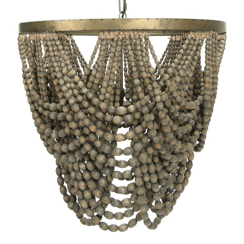 Creative Co-op Creative CoOp 2Tier Draped Wood Bead Chandelier 