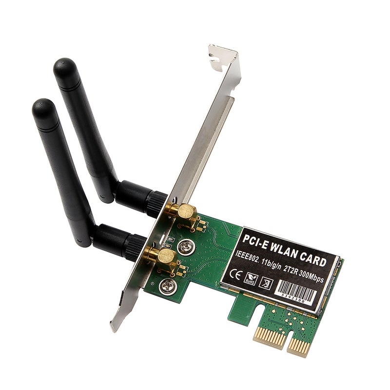 بطاقة شبكة لاسلكية PCI-E بسرعة 300 ميجابت/ثانية لحواسيطة سطح المكتب - بطاقة شبكة مضمنة - مستقبل وأرسال واي فاي - مستحسن إشارة الشبكة - Image 1