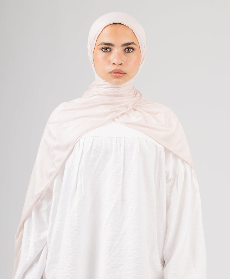 Luxurious Lycra Soft Aura Kuwaiti Scarf — Oat Beige