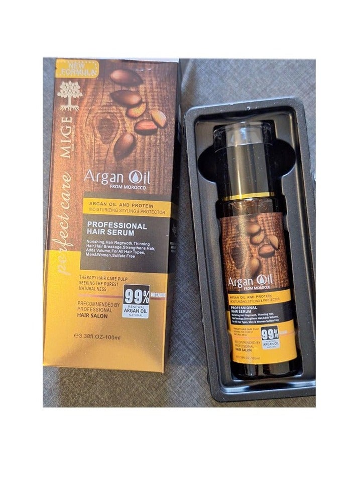 Mige Argan Oil from Morocco 100ml Professional Hair Serum – 99% Renewal, Natural Argan Oil & Protein, Moisturizing, Strengthens Hair, Reduces Breakage, Promotes Hair Regrowth & Volume for All Hair Types, Men & Women, Sulfate-Free - Image 3