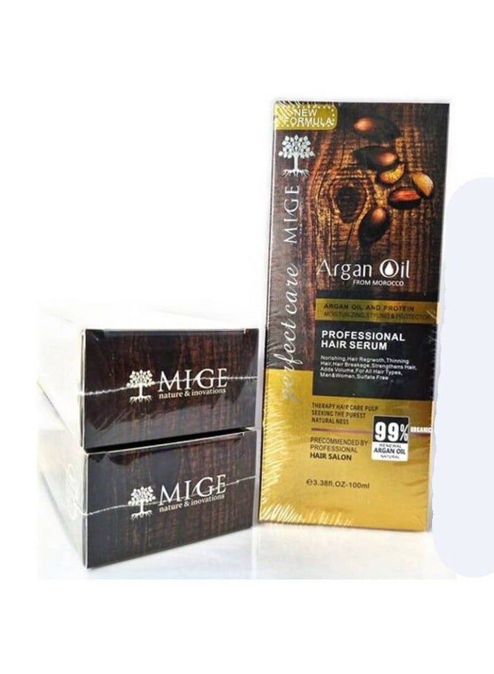 Mige Argan Oil from Morocco 100ml Professional Hair Serum – 99% Renewal, Natural Argan Oil & Protein, Moisturizing, Strengthens Hair, Reduces Breakage, Promotes Hair Regrowth & Volume for All Hair Types, Men & Women, Sulfate-Free - Image 2
