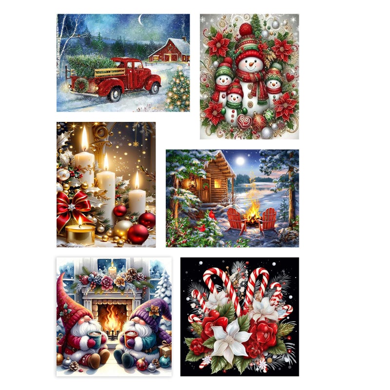 Tiwabb 6 Pack Christmas Diamond Art Kits for Adults BeginnersSnowman Truck Candle Bonfire Candy Cane Diamond Painting Kits for Adults5D Full Drill DIY Diamond Dot Gem Art Kits Craft 12x1612x12 inch - Image 2