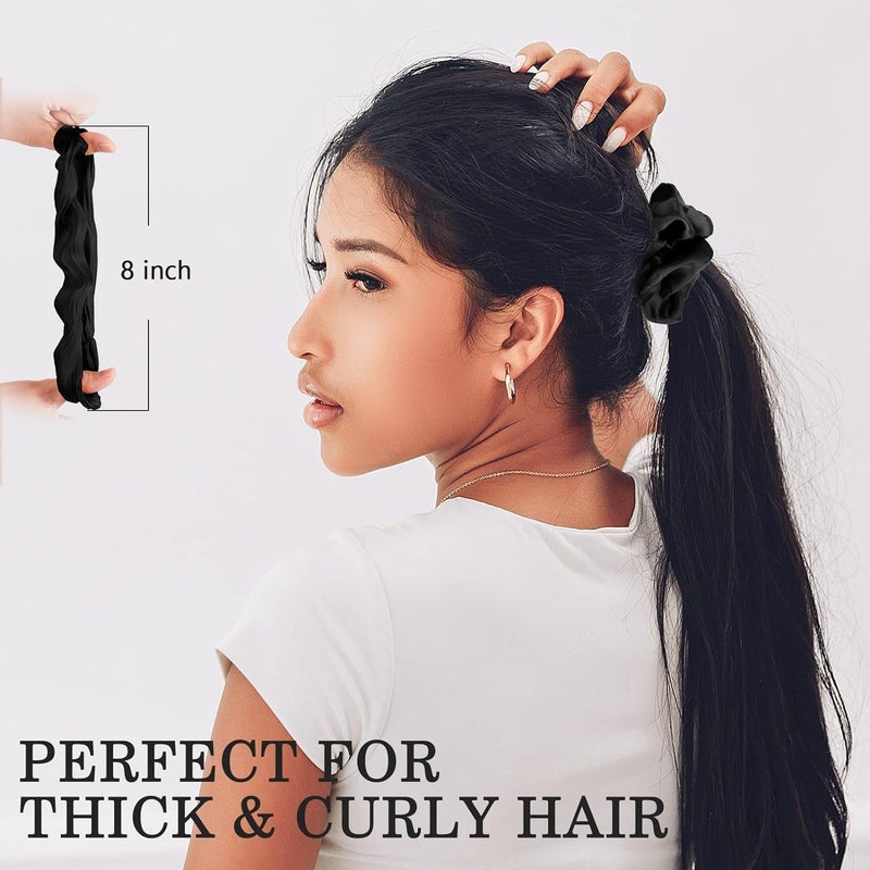 VAMA فامافاشنات رباط شعر ساتان مضاد لتكسر الشعر أشرطة لطيفة سميكة مجعدة مرنة ناعمة لرباطات الشعر للنساء والفتيات 12 قطعة - Image 5