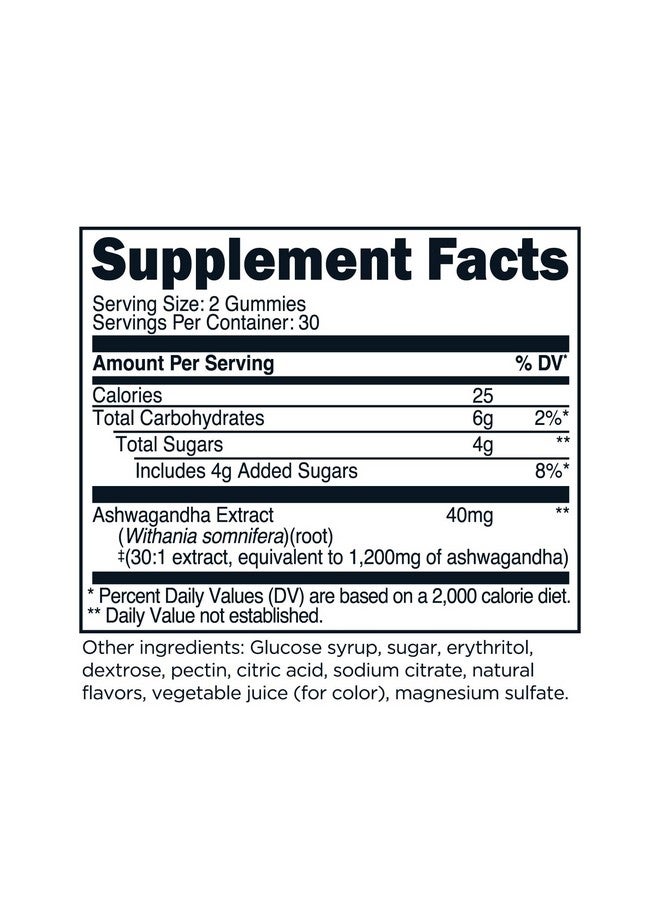 TransformHQ Ashwagandha Gummies 1,200mg, 60 Gummies (Mixed Berry Flavor) - Ashwagandha Herbal Extract Supplement - 30 Servings, Gluten Free, Non-GMO - Image 2