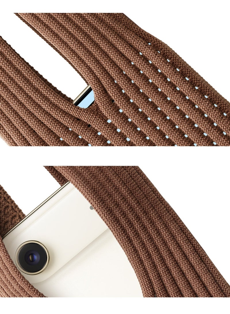 DAEVO 3D Knitting Pocket Phone Bag Minimalist Ribbed Knit Wristlet Purse, 40cm Multi-functional Portable Cell Phone Holder Sleeve Sleeve for iPhone Samsung - Image 2
