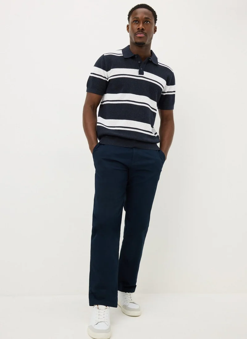 ماتلان Navy Horizontal Stripe Polo Shirt