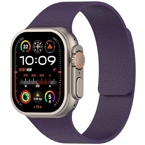 LYSMVIVI Magnetic Band Compatible with Apple Watch 49mm 46mm 45mm 44mm 42mm 41mm 40mm 38mm Women Men Lychee Silicone Magnetic Strap for iWatch Ultra SE Series 11 10 9 8 7 6 5 4 3 2 1 (Deep Violet) - Image 1