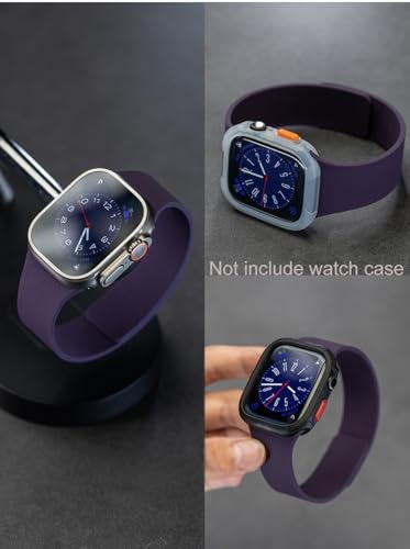 LYSMVIVI Magnetic Band Compatible with Apple Watch 49mm 46mm 45mm 44mm 42mm 41mm 40mm 38mm Women Men Lychee Silicone Magnetic Strap for iWatch Ultra SE Series 11 10 9 8 7 6 5 4 3 2 1 (Deep Violet) - Image 2