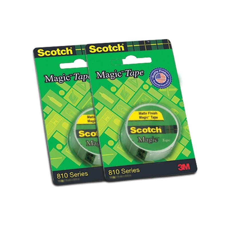 3M Scotch Magic Tape - The Original Matte-Finish Invisible Tape, Pack of 2 (2 Rolls, Width 1.9cm Length 25.4m) - Image 1