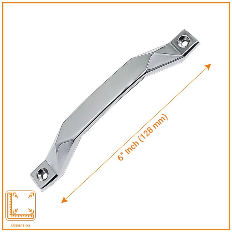 HYDERON ChromePlated Handle Sleek 128MM 6 inch CP Pull Handle for Cabinets Drawers Doors Modern Functional Design Model No R214 Pack of 2 - Image 2