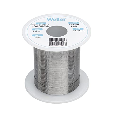 Weller WSW SnPb T0051403299 Solder Wire Dia 05 mm 0020 in Wt 100 g 3527 oz Alloy Sn60Pb40 Flux content 22 - Image 1