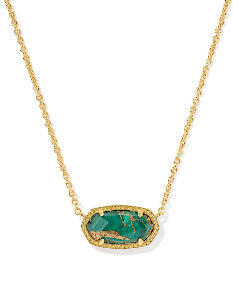 Kendra Scott Elisa Pendant Necklace in Bronze Veined Green Malachite, 14k Gold-Plated Brass, Fashion Jewelry for Women - Image 1