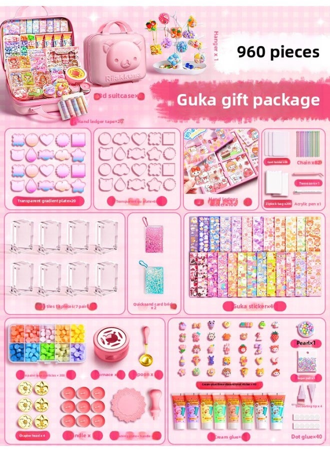 Cream Gel Goo Card Diy Children's Handmade Creative Toys Cute Hand Account Stickers Play Full Set Of Spot-Specifications:[Upgrade 3d Bear] Goka Fire Paint Rich Woman 960 Pieces (Send Goka Display Stand)  - Image 1