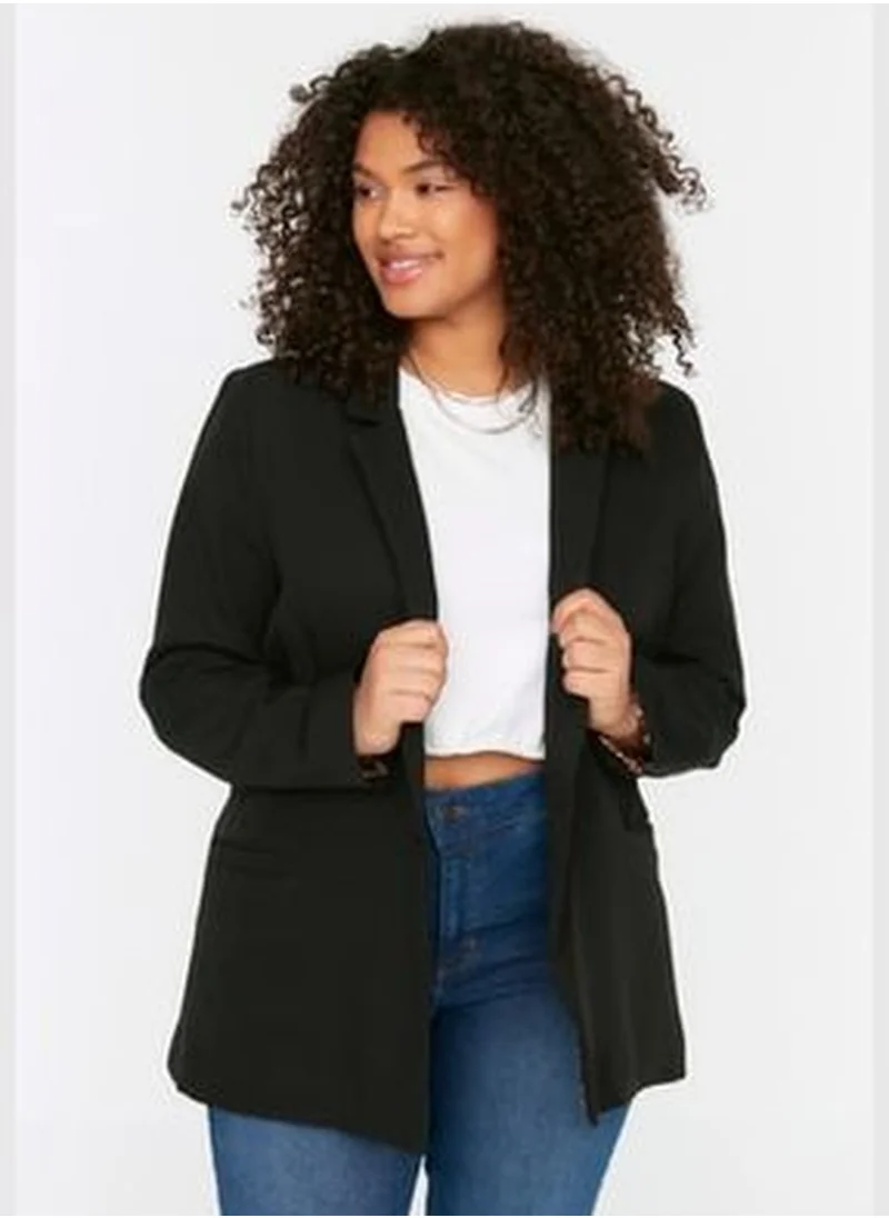 trendyol Black Leopard Lining Detailed Blazer Woven Jacket TBBSS22CE0195