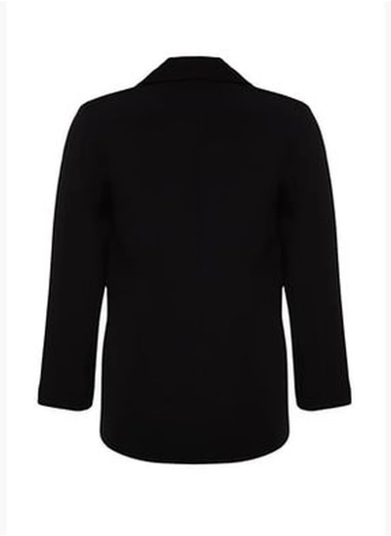 trendyol Black Leopard Lining Detailed Blazer Woven Jacket TBBSS22CE0195