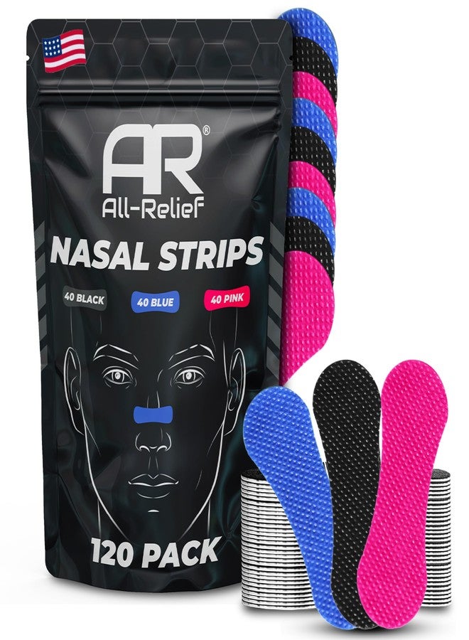 All-Relief Super Pack - 120 Nasal Strips in 3 Colors | Nasal Strips for Better Breathing | Nasal Strips for Snoring, Sleeping & Congestion | Anti-Snore Nose Strips | One Size Fits All | Strong & Gentle - Image 1