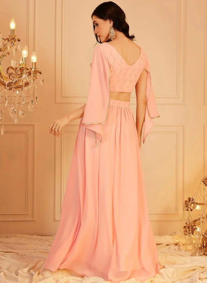 Indo Street Embellished Peach Co-Ord Set for Women