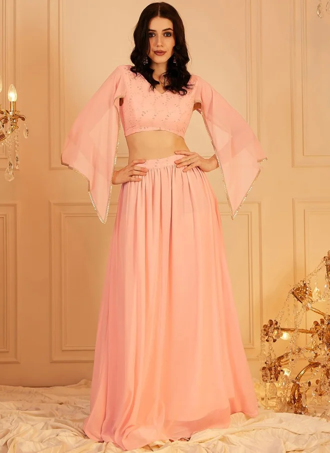 Indo Street Embellished Peach Co-Ord Set for Women