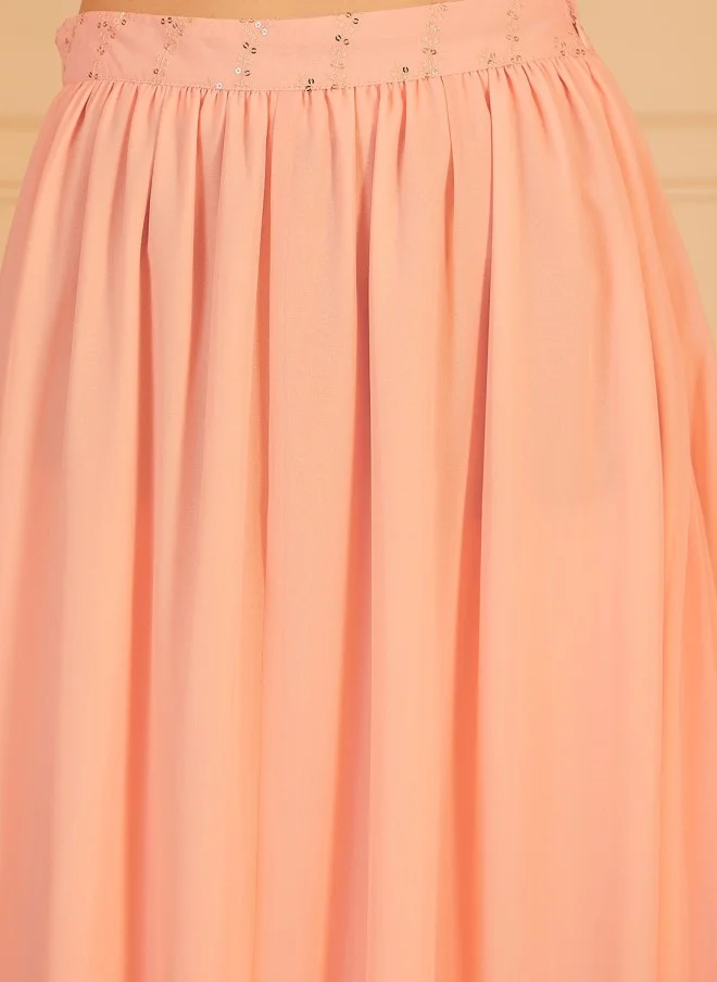 Indo Street Embellished Peach Co-Ord Set for Women