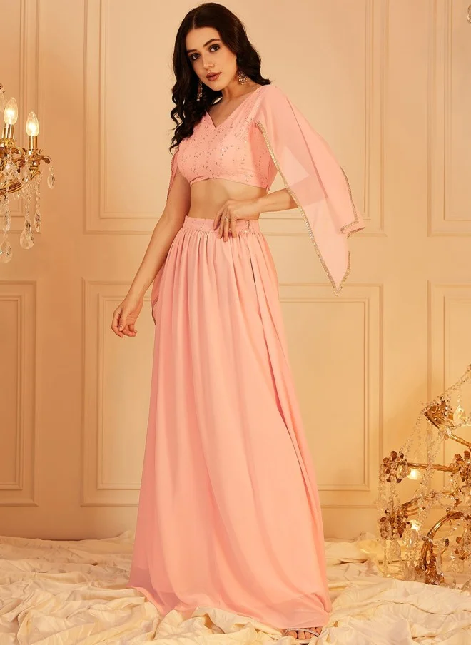 Indo Street Embellished Peach Co-Ord Set for Women
