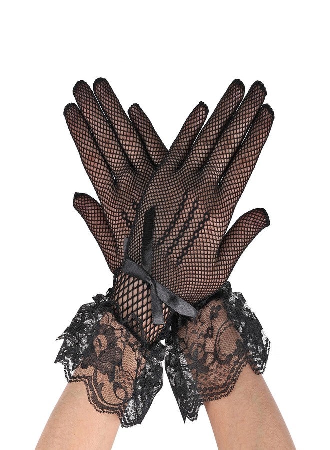 Aethland 20s 50s Pillbox Derby Fascinator Hat Veil Feather Fascinators Hair Clip Wedding Tea Party Hat and Short Lace Gloves for Women Black - Image 5