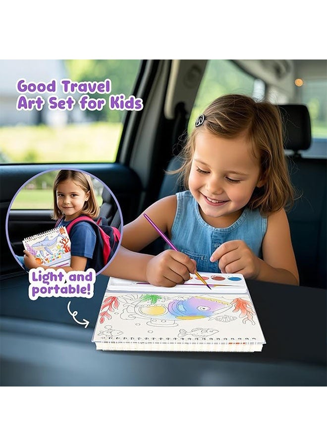 Happy D Children's Watercolor Coloring Book, Watercolor Painting Book, Watercolor Paint Set, Coloring Book Suitable for Children Aged 4-8, Watercolor Paints (Deep Sea and Fish Theme) - Image 2