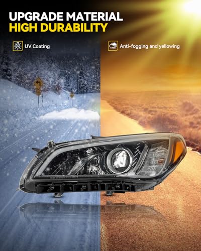MARSFLUX Headlight Assembly for 2015-2017 Hyundai Sonata, Driver Side, Black Housing, Amber Reflector, Clear Lens - OE Replacement - Image 2