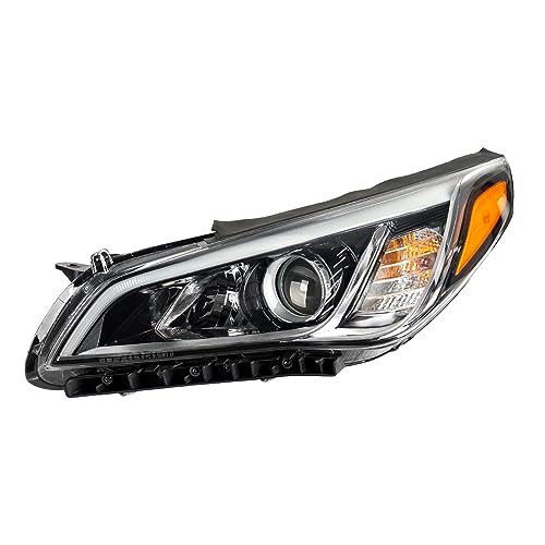MARSFLUX Headlight Assembly for 2015-2017 Hyundai Sonata, Driver Side, Black Housing, Amber Reflector, Clear Lens - OE Replacement - Image 1