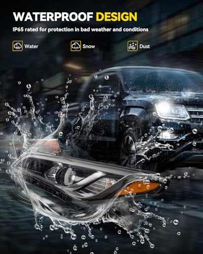 MARSFLUX Headlight Assembly for 2015-2017 Hyundai Sonata, Driver Side, Black Housing, Amber Reflector, Clear Lens - OE Replacement - Image 3