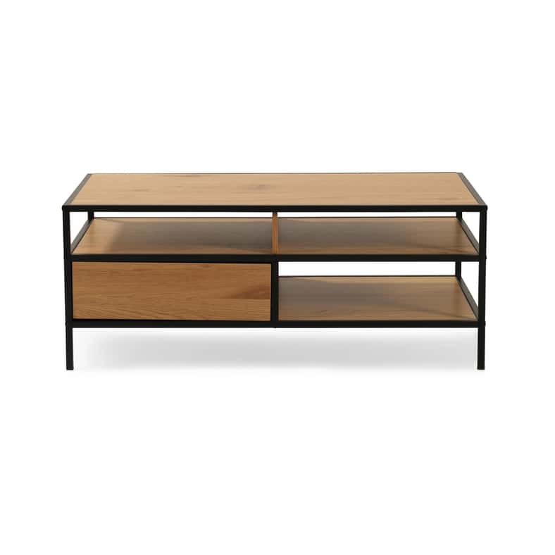 Pan Home PAVIA COFFEE TABLE WITH SHELF - NATURAL BLACK - Image 5