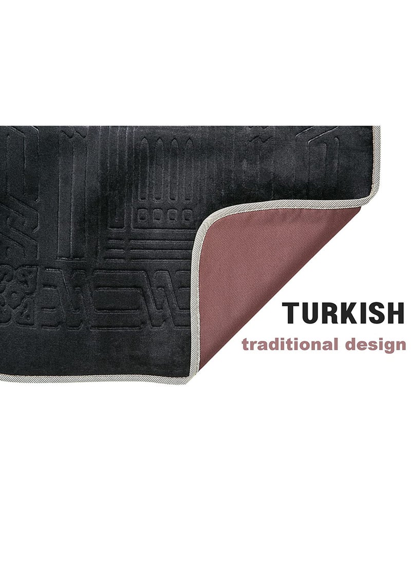 2-In-1 Foldable Prayer Mat And Backrest Black 110x54centimeter - Image 4