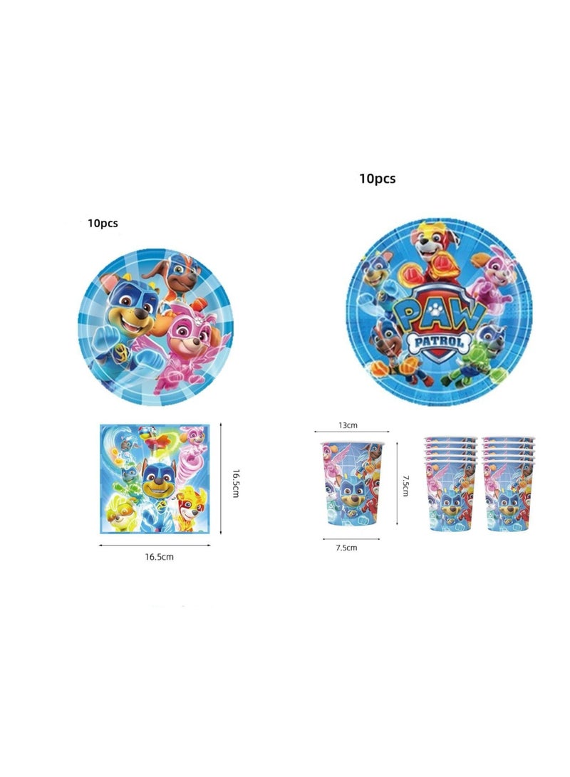 116 PCS Birthday Party Supplies Set - Disposable Tableware Kit with Plates, Cups, Tablecloth, Cake Topper & Decorations for Kids Party - Image 2