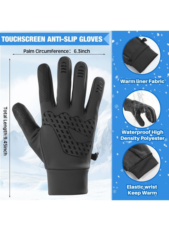 Frienda 2 Pcs Balaclava Ski Mask Gloves Set Winter Windproof Mask with Touchscreen Gloves for Men Women Cold Weather Riding, Grey, One size - Image 3