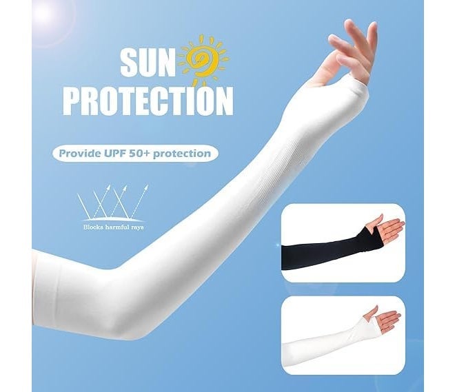 AZARIA Hand Gloves for Sun Protection Arm Sleeves for Men & Women, UPF 50 Arm Cover for Biking, Cricket, Cycling, Golf & Outdoor Sports, Arm Protection Sleeves for Women - Image 3