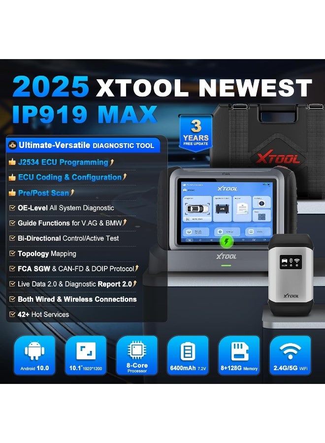 XTOOL XTOOL IP919 MAX OBD2 Scanner with J2534 ECU Programming Scan Tool  - Image 2