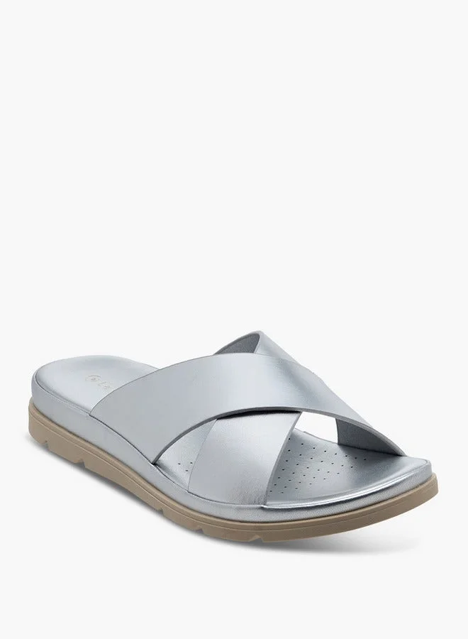 Le Confort Women's Solid Slip-On Cross Strap Sandals
