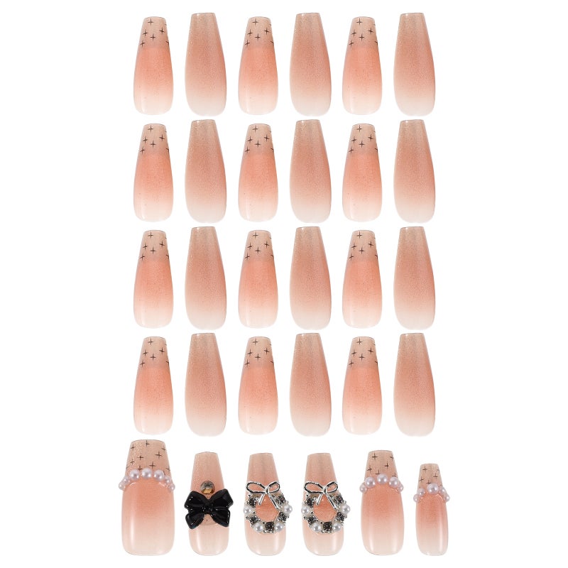 30pcs Press on Nails: Fake French Full Cover Nail Tips Stick on for Women Manicure Supplies for Home Party Wedding Birthday - Image 3