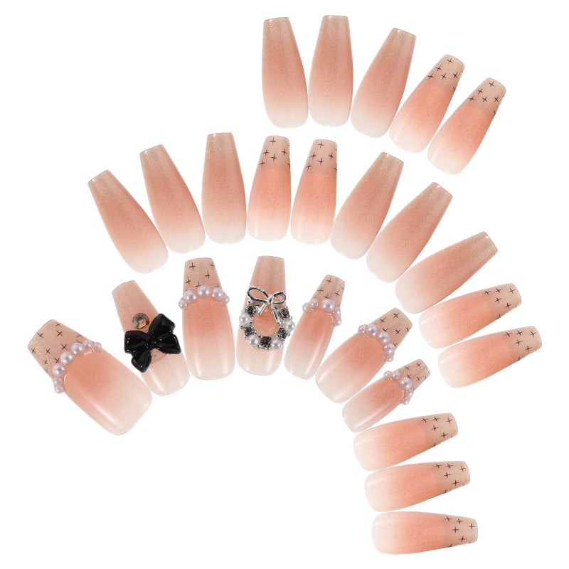 30pcs Press on Nails: Fake French Full Cover Nail Tips Stick on for Women Manicure Supplies for Home Party Wedding Birthday - Image 5