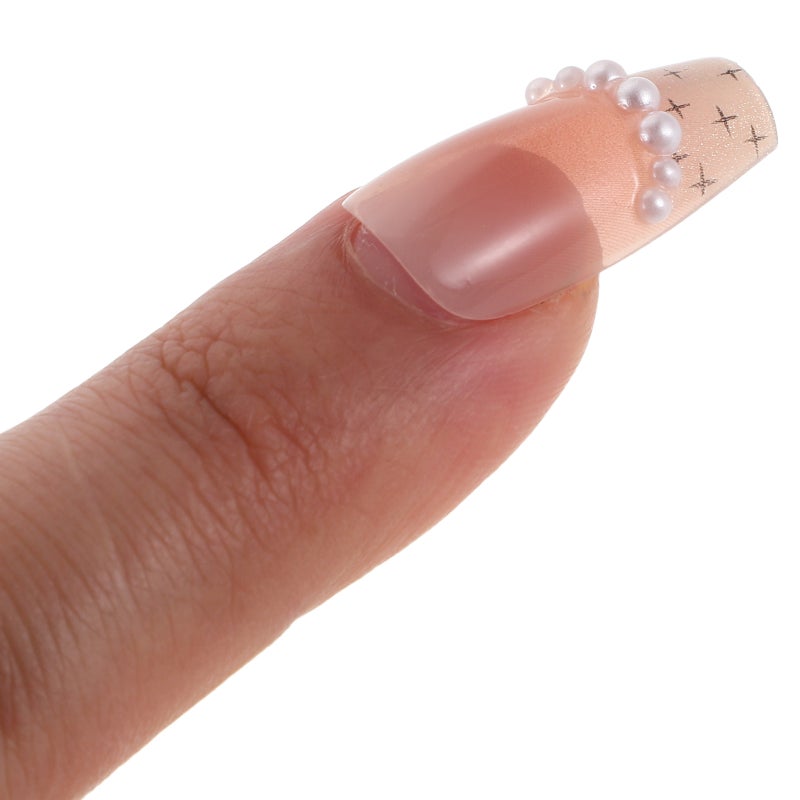 30pcs Press on Nails: Fake French Full Cover Nail Tips Stick on for Women Manicure Supplies for Home Party Wedding Birthday - Image 2