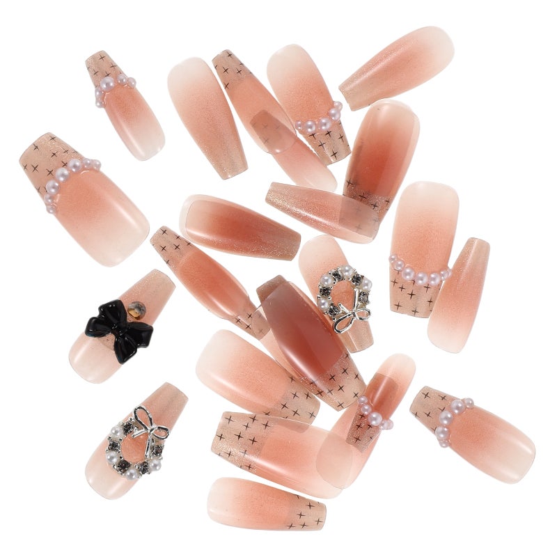30pcs Press on Nails: Fake French Full Cover Nail Tips Stick on for Women Manicure Supplies for Home Party Wedding Birthday - Image 4