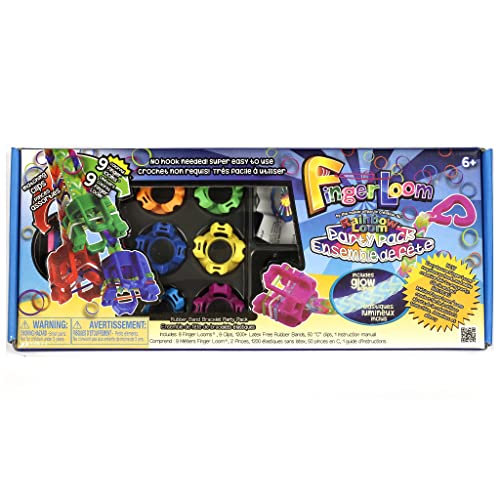 Rainbow Loom® Finger Loom Party Pack, Features 9 Colored Finger Looms and 1200 Glow in The Dark Bands Perfect Party Activities for Boys and Girls 7+ - Image 2