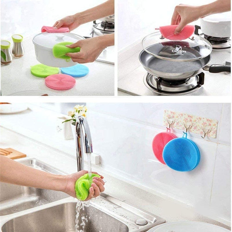 Avenn Avenn Silicone Washing Sponge Antil Silicone Dish Scrubber Fruit and Vegetable Washing Brush Round Scrubber PadScrubs Sponges Multipurpose - Image 2