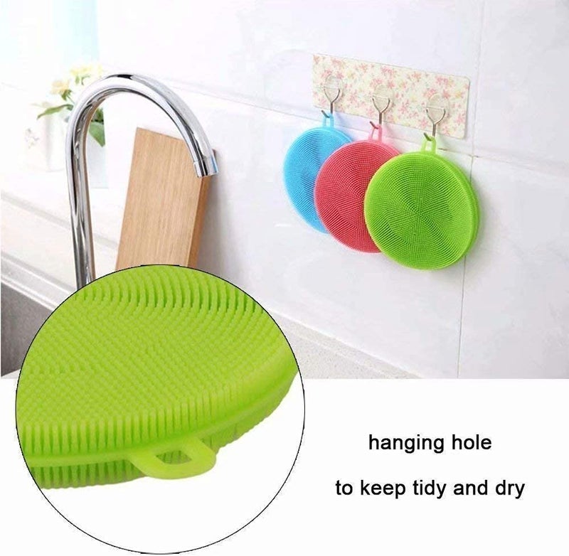 Avenn Avenn Silicone Washing Sponge Antil Silicone Dish Scrubber Fruit and Vegetable Washing Brush Round Scrubber PadScrubs Sponges Multipurpose - Image 3